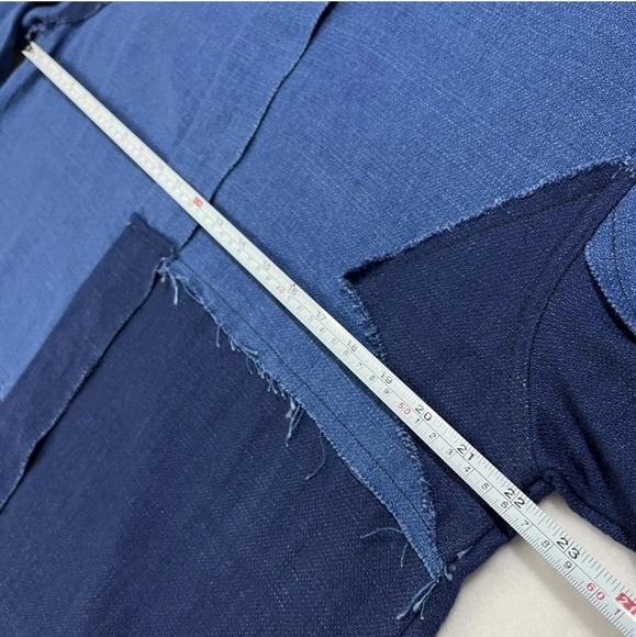 Sandrine Rose x Free People Long Shirt Women’s Small Patchwork Handmade Blue - Picture 6 of 8